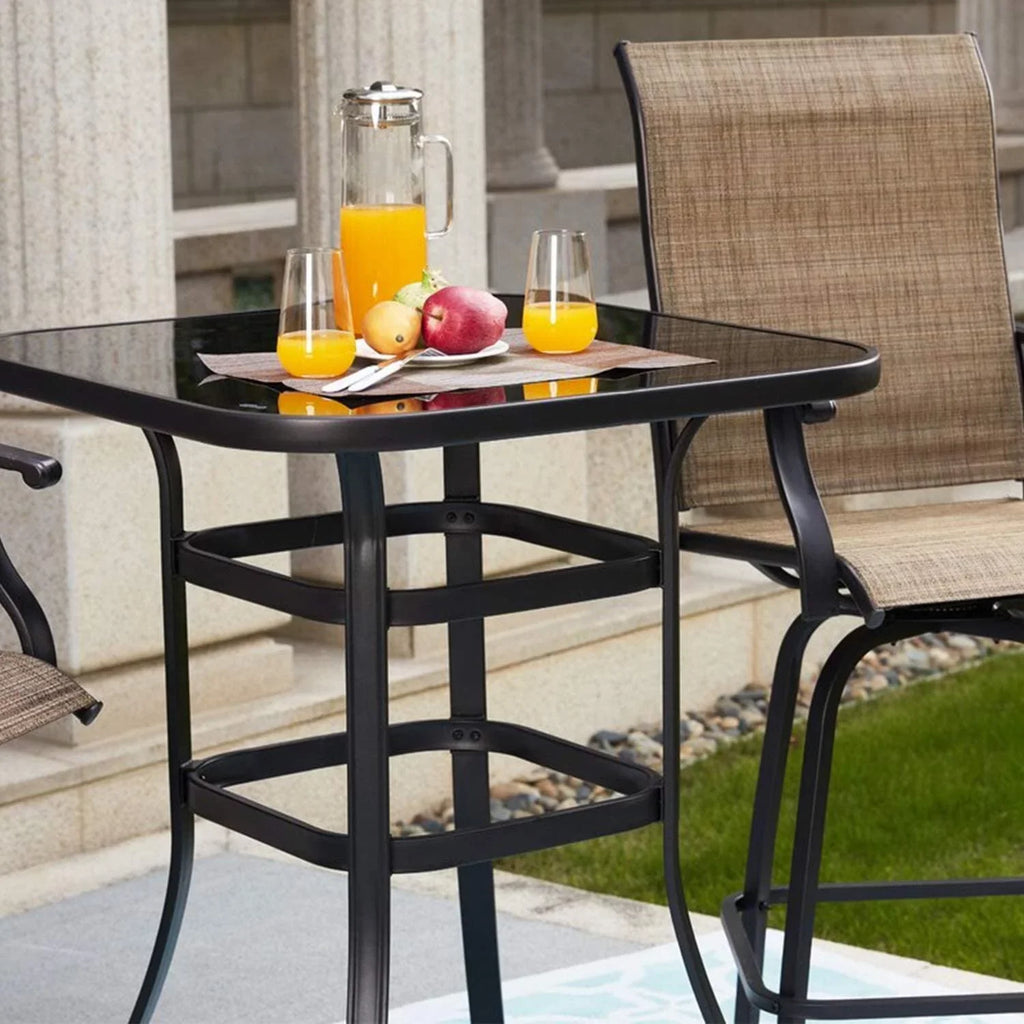 Lilac Durable & Sizeolid Glass Bar Table For Deck Or Porch