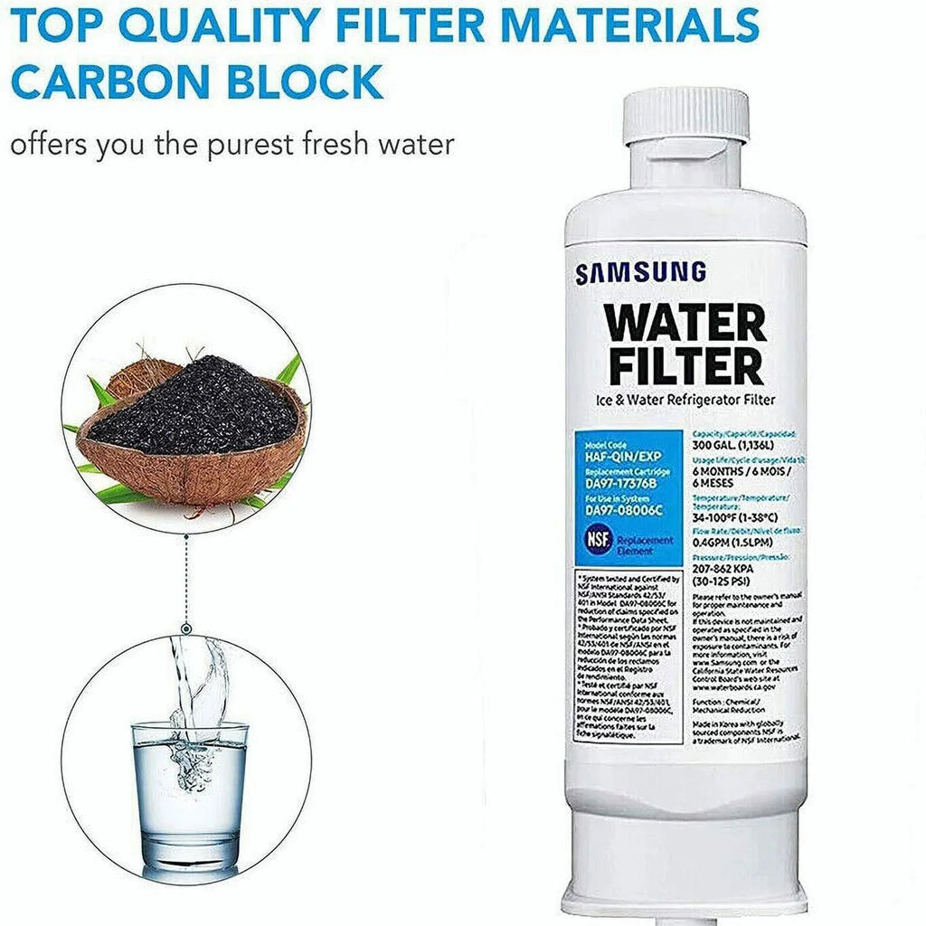 4 Pack Replacement For DA97-17376B HAF-QIN/EXP Refrigerator Water Filter Ivory