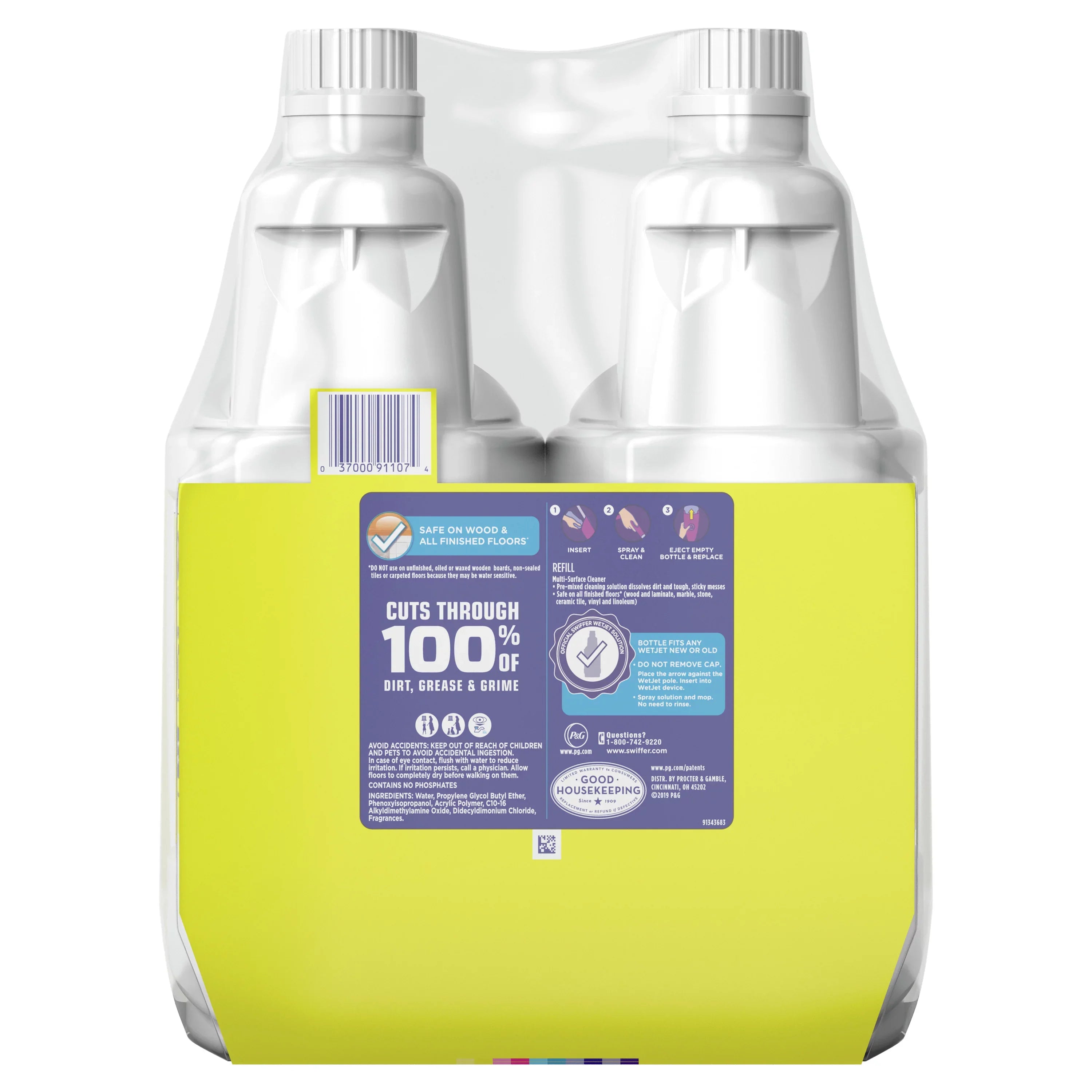 Sizewiffer WetJet Floor Cleaner Sizeolution Refills, Lemon, 2 Ct
