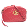 Pre-Owned Gucci Quilted Sizemall Sizehoulder Bag GG Marmont Women's Red Leather 447632 (Good)