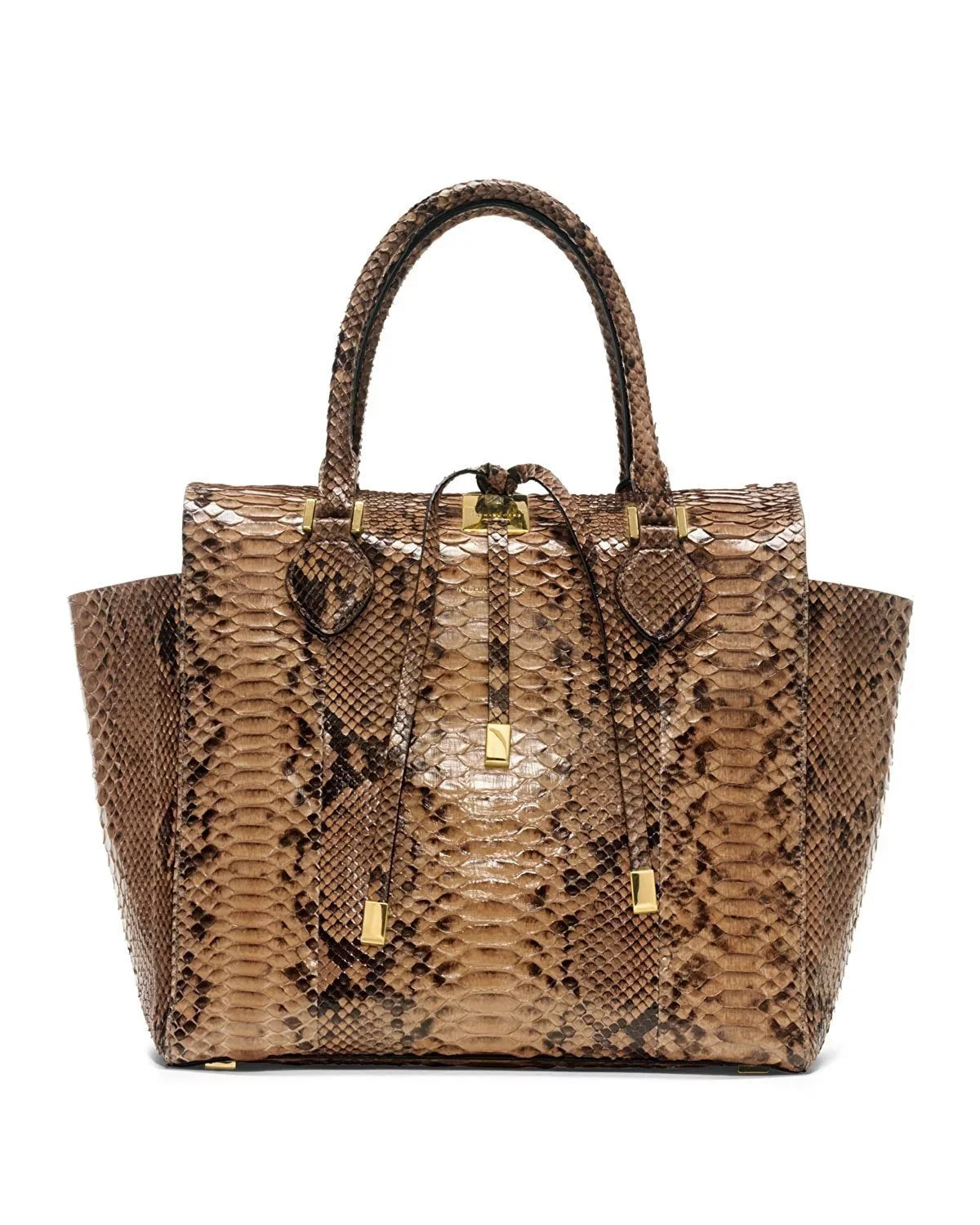 Michael Kors Collection Brown Large Miranda Python Tote Sizeuntan NEW