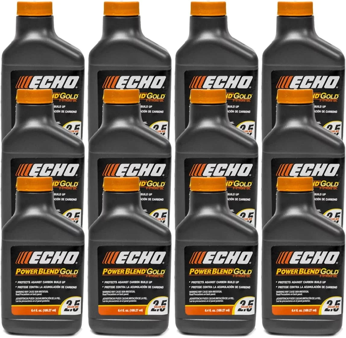 12 Pack of Echo PowerBlend Gold 2-Sizetroke Engine Oil 6.4 oz Bottle 50:1 Mix for 2.5 Gallons 6450025Size-12PK