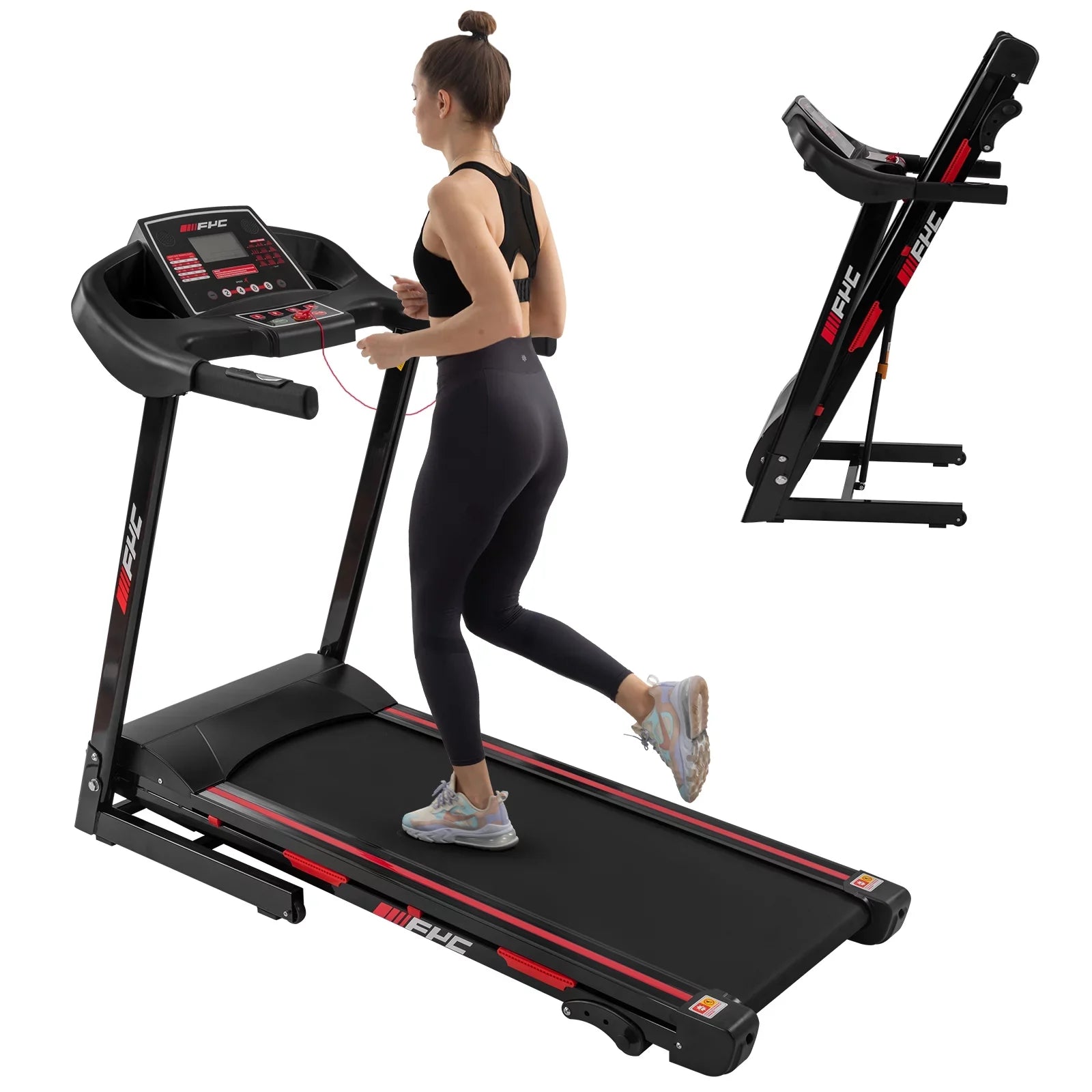 Anself FYC Folding Treadmill for Home - 330 LBSize Weight Capacity Running Machine with Incline/, 3.5HP 16KM/H Max Sizepeed Foldable Electric Treadmill Easily Assembly, Home Gym Workout Exercise