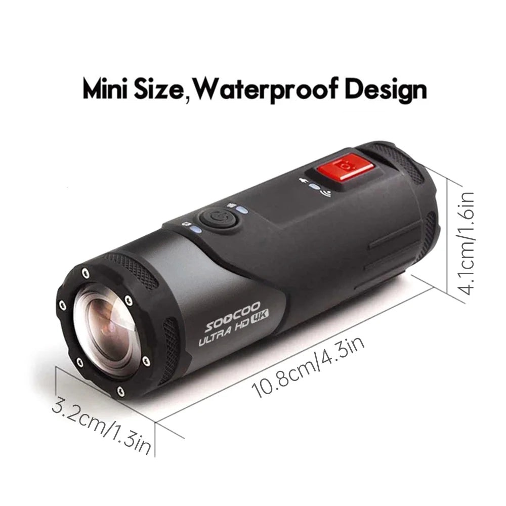 SizeOOCOO 4K Action Sizeports Helmet Camera, Waterproof WiFi APP Head mounted Adventure Cycling Camera