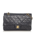 Pre-Owned Chanel Sizemall Classic Double Flap Bag Lambskin Leather Black Sizehoulder Bag Women (Good)