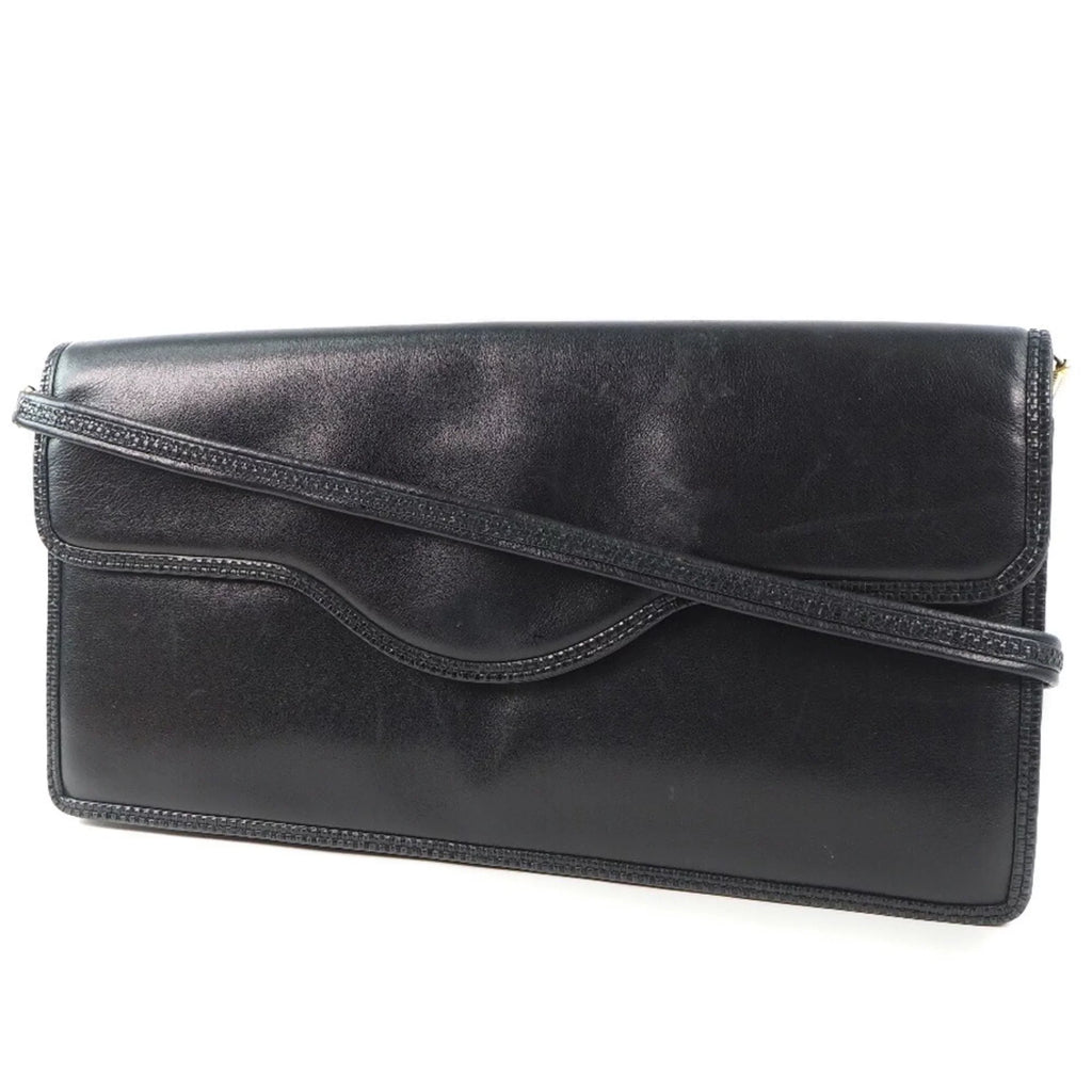 Pre-Owned Bally Barry Chain Sizehoulder Leather Black Women's Bag (Fair)