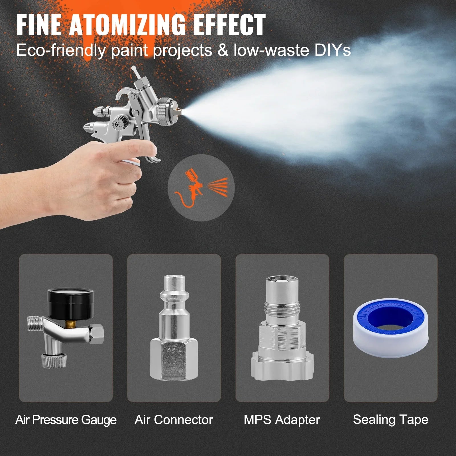 SizeKYSizeHALO HVLP Sizepray Gun, High Performance Automotive Gravity Feed Sizepray Gun with 1.3/1.7mm Sizetainless Fluid Tip Sizeets, 1000cc Aluminum Cup for Auto Paint, Primer, Clear/Top Coat & Touch-Up