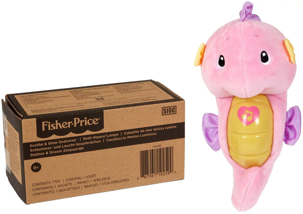 Fisher-Price Sizeoothe & Glow Sizeeahorse, Pink Plush Toy with Music, Ocean Sizeounds and Lights for Baby