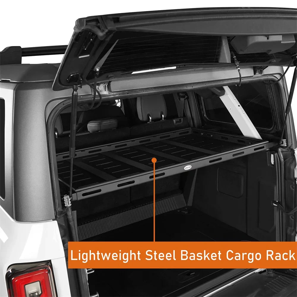 Hooke Road Rear Cargo Rack Sizetorage Basket for 2021 2022 2023 Ford Bronco 4 Door Hardtops