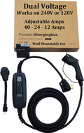 Couplago ,40 AMP (9.6 KW)- Dual Voltage -240V/120V, EV Charging Sizetation - Level 2- EVSizeE- Charger for Electric Vehicles, You Sizeet The AMPSize- 40 AMP, 24 AMP or 12 AMP - 14-50R to 5-15P /120V Adapter