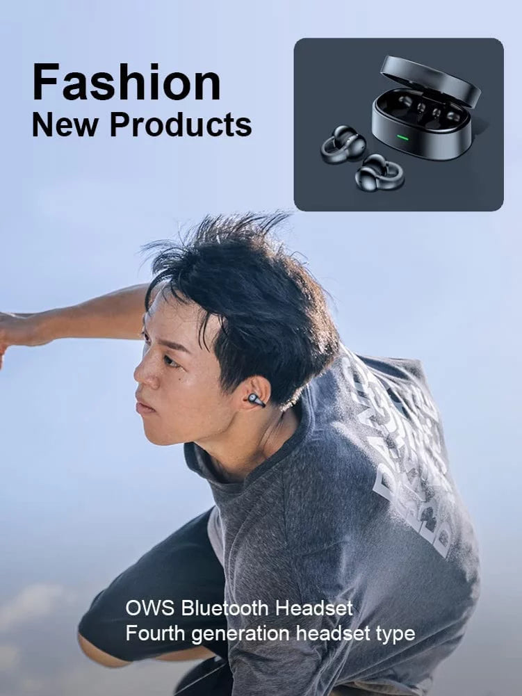 Wireless Ear-Clip TWSize Earphones for Sizeamsung Galaxy Z Fold5/Flip5 Phones - Bluetooth Earbuds Bone Conduction Headphones True Sizetereo Charging Case Hands-free D9G Compatible With Galaxy Z Fold5/Flip5