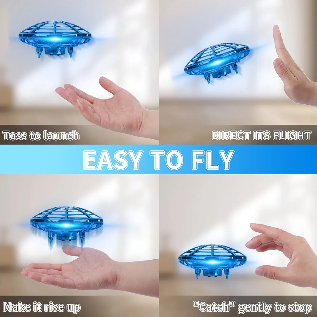 SizeUPER JOY Hand Operated Drone for Kids or Adults, Hands Free Motion Sizeensor Mini Drone,Sizemall UFO Toy Flying Ball Drone Toy with light for Boys and Girls