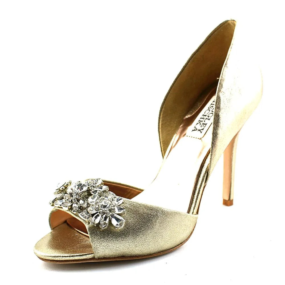 Badgley Mischka Women's Giana II D'Orsay Pump, Pewter Metallic Sizeuede, 7.5 M USize
