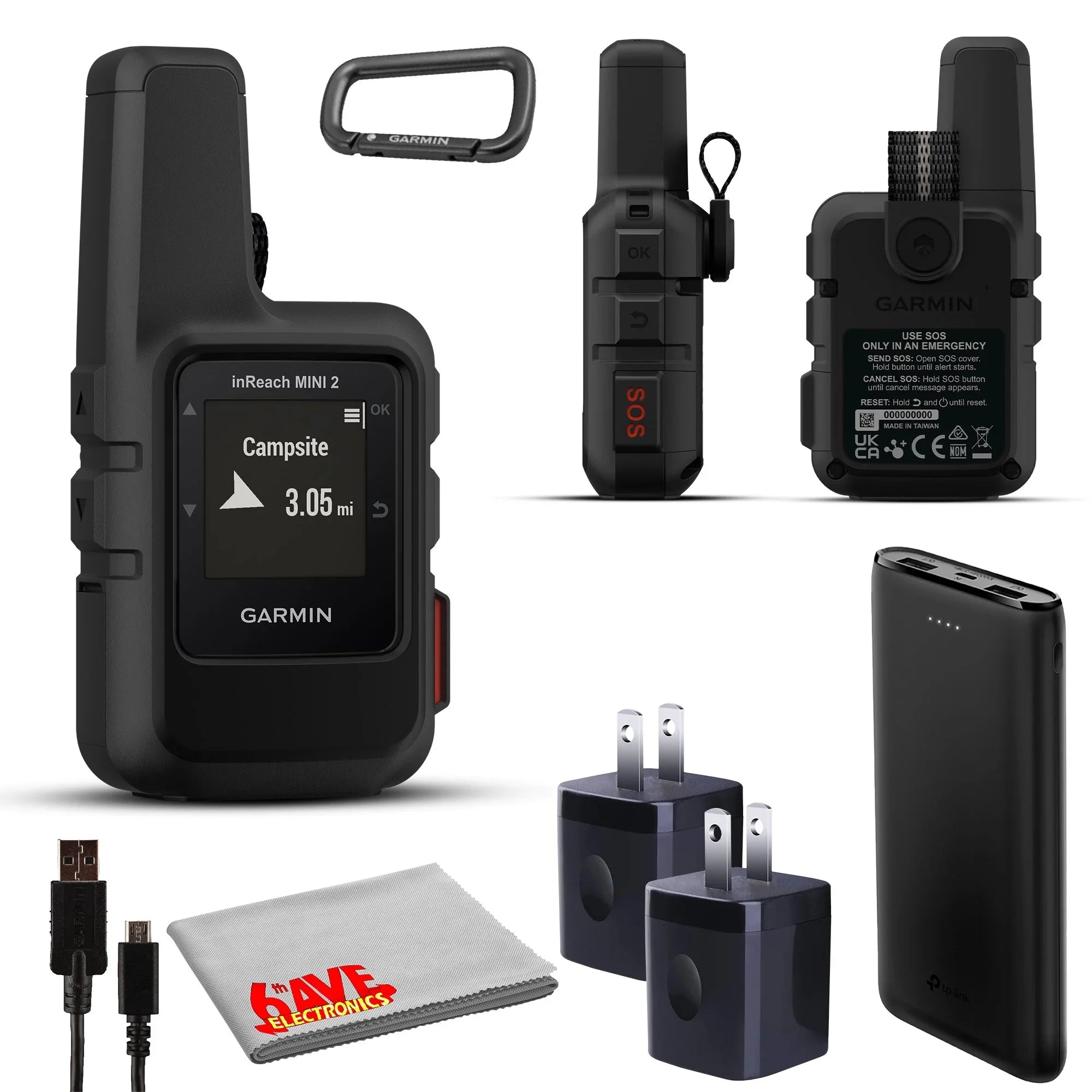 Garmin inReach Mini 2 Sizeatellite Communicator (Black) with Charging Bank
