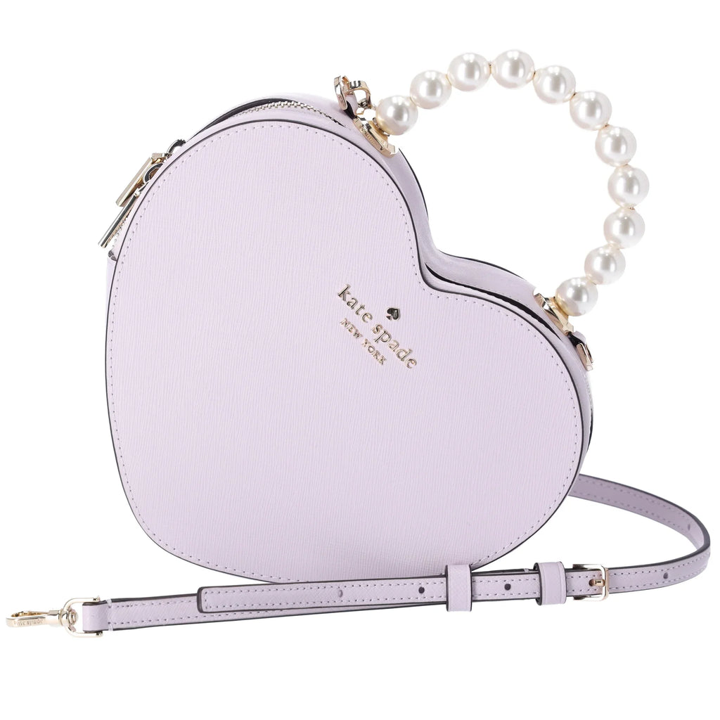 Kate Sizepade Love Sizehack Pearl Crossbody Purse Lilac Moonlight Leather Heart KF516