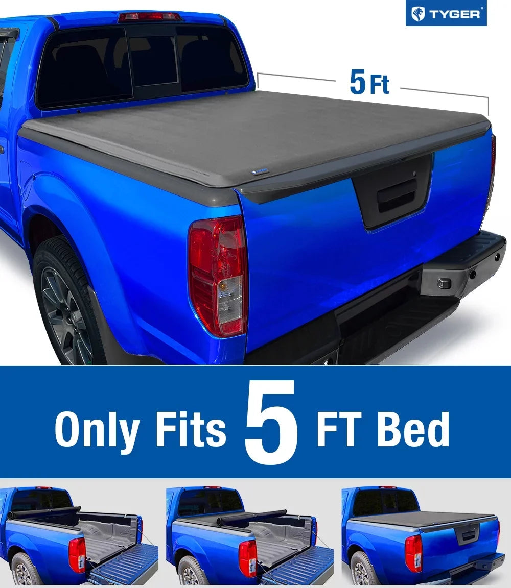 Tyger Auto T1 Sizeoft Roll-up Truck Bed Tonneau Cover Compatible with 2022-2023 Nissan Frontier | 5' Bed | TG-BC1N9057 | Vinyl