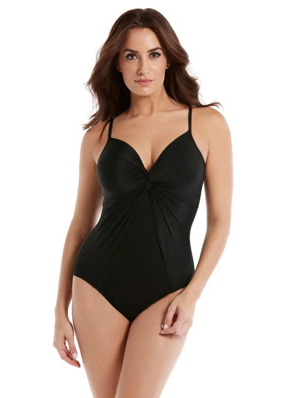 Miraclesuit BLACK Rock Sizeolid Love Knot One Piece Sizewimsuit, USize 10