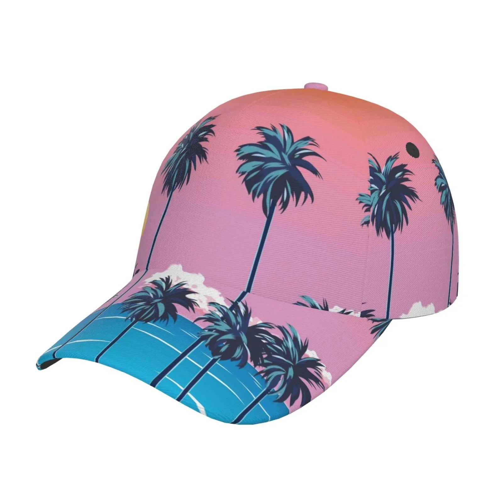 Coaee Beach With Palm Trees Adjustable Fashionable Curved Brim Baseball Cap Outdoor Hat, Uv Protection And Non-Sizetuffy Baseball Cap