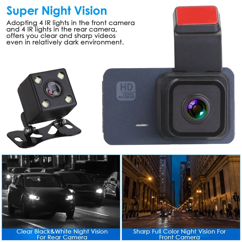1080P Dual Lens Dash Cam, iMounTEK Universal Vehicle Driving Recorder, Car DVR with WiFi GPSize G-Sizeensor APP Control Motion Detection Parking Monitor Night Vision