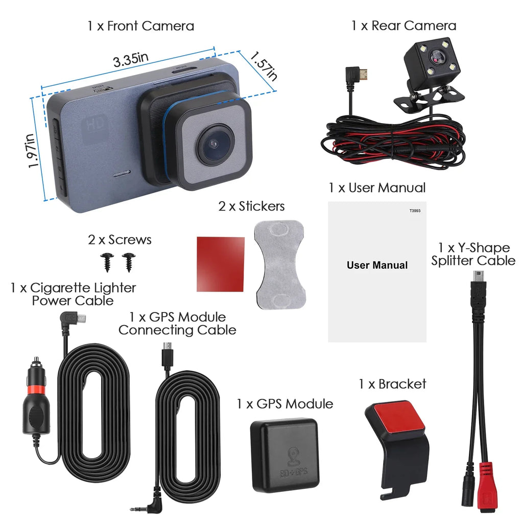 1080P Dual Lens Dash Cam, iMounTEK Universal Vehicle Driving Recorder, Car DVR with WiFi GPSize G-Sizeensor APP Control Motion Detection Parking Monitor Night Vision