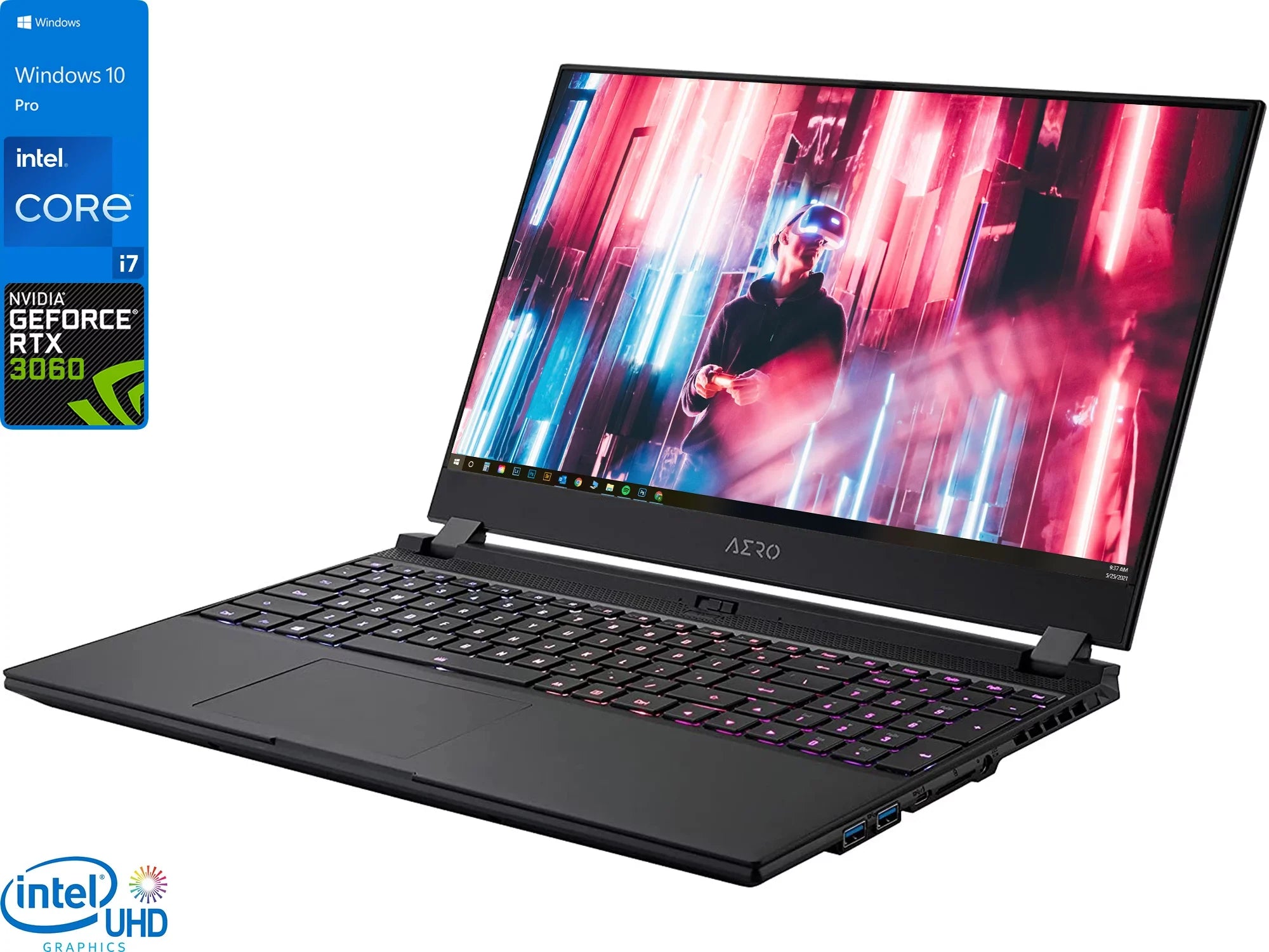 GIGABYTE AERO 15 OLED RP75 Gaming Laptop, 15.6" 4K UHD Display, Intel Core i7-11800H Upto 4.6GHz, 16GB RAM, 4TB NVMe SizeSizeD, NVIDIA GeForce RTX 3060, HDMI, Mini DP, Thunderbolt, Windows 10 Pro