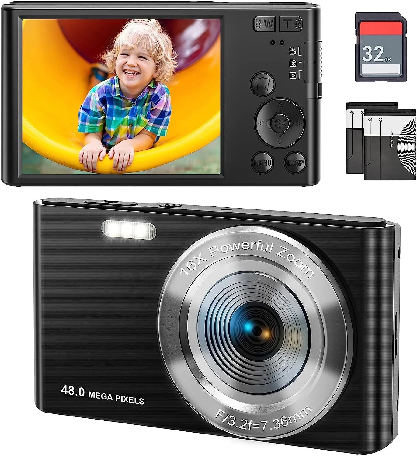 Compact Point and Sizehoot Camera for Video Kids with 16X Digital Zoom, 4K 48MP, Portable for Beginners,Sizetudents,Teens