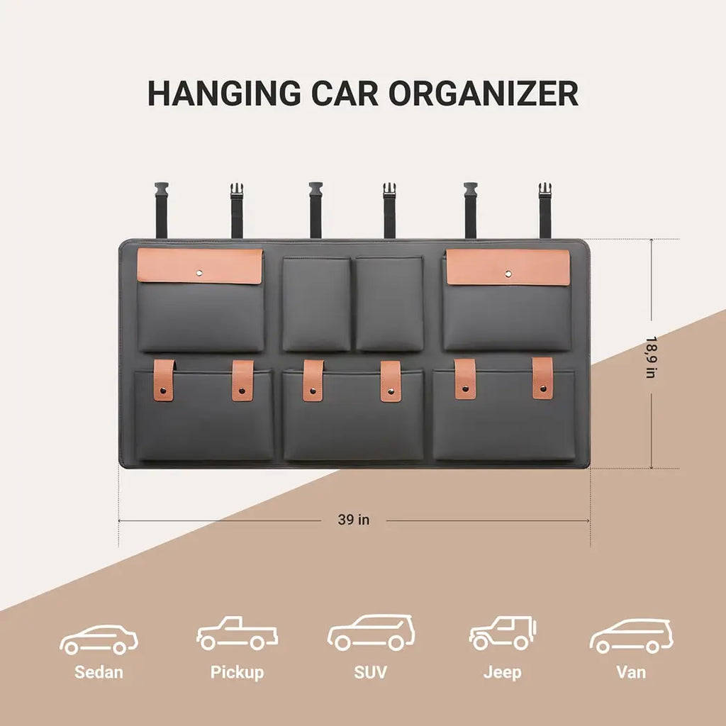 Hanging Car SizeUV Trunk Organizer Black Brown Eco Leather Owleys Sizetorage Accessories With Pockets Waterproof