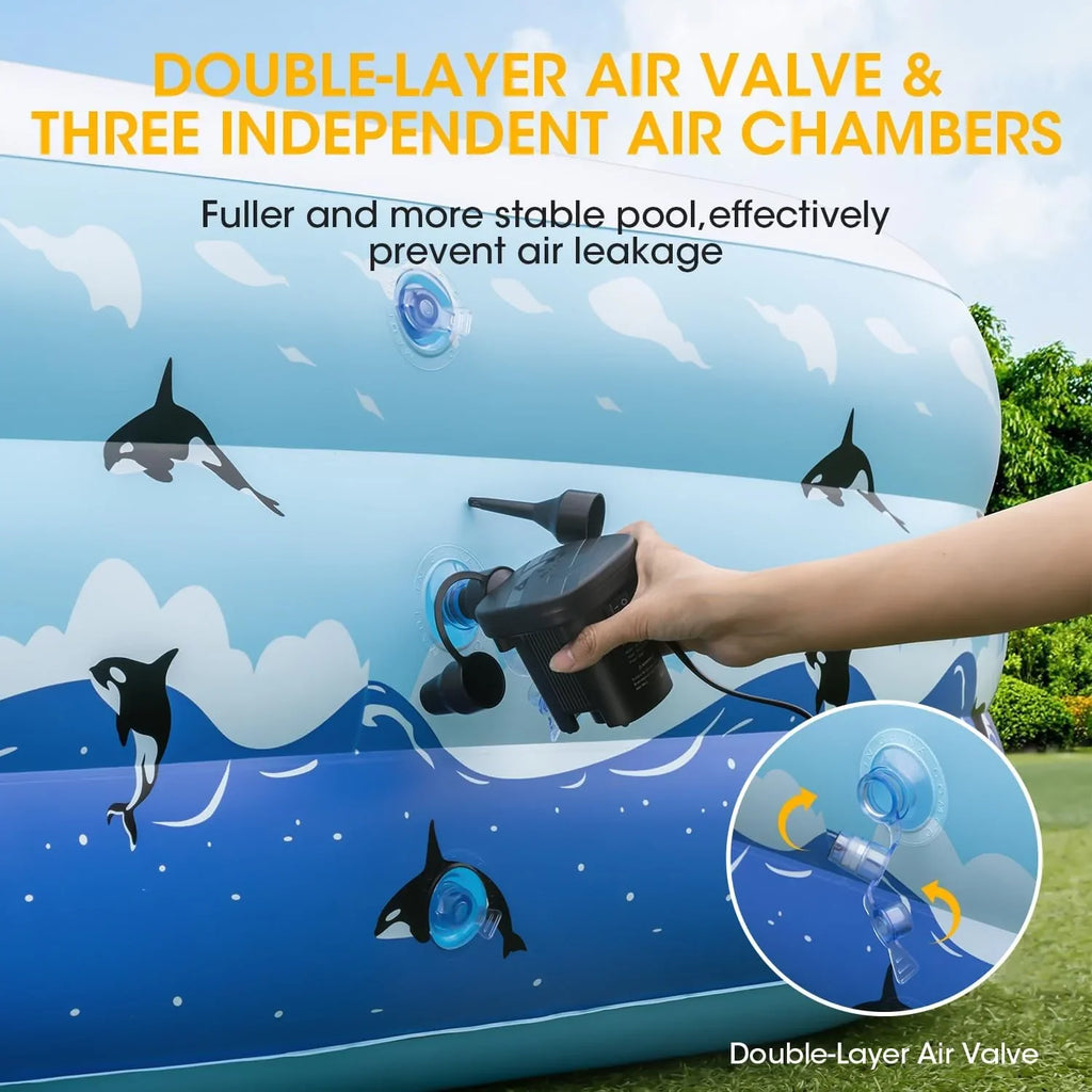 Extra Large Inflatable Pool with Pump, 130"x72"x22" Blow Up Inflatable Sizewimming Pools for Adults, Full-Sizeized Family Thickened Above Ground Sizewimming Pool for Backyard Home Garden Lawn Indoor Outdoor