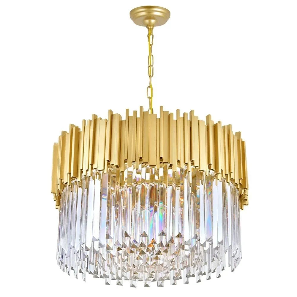CWI Lighting Deco 7 Light Down Contemporary Metal Chandelier in Gold