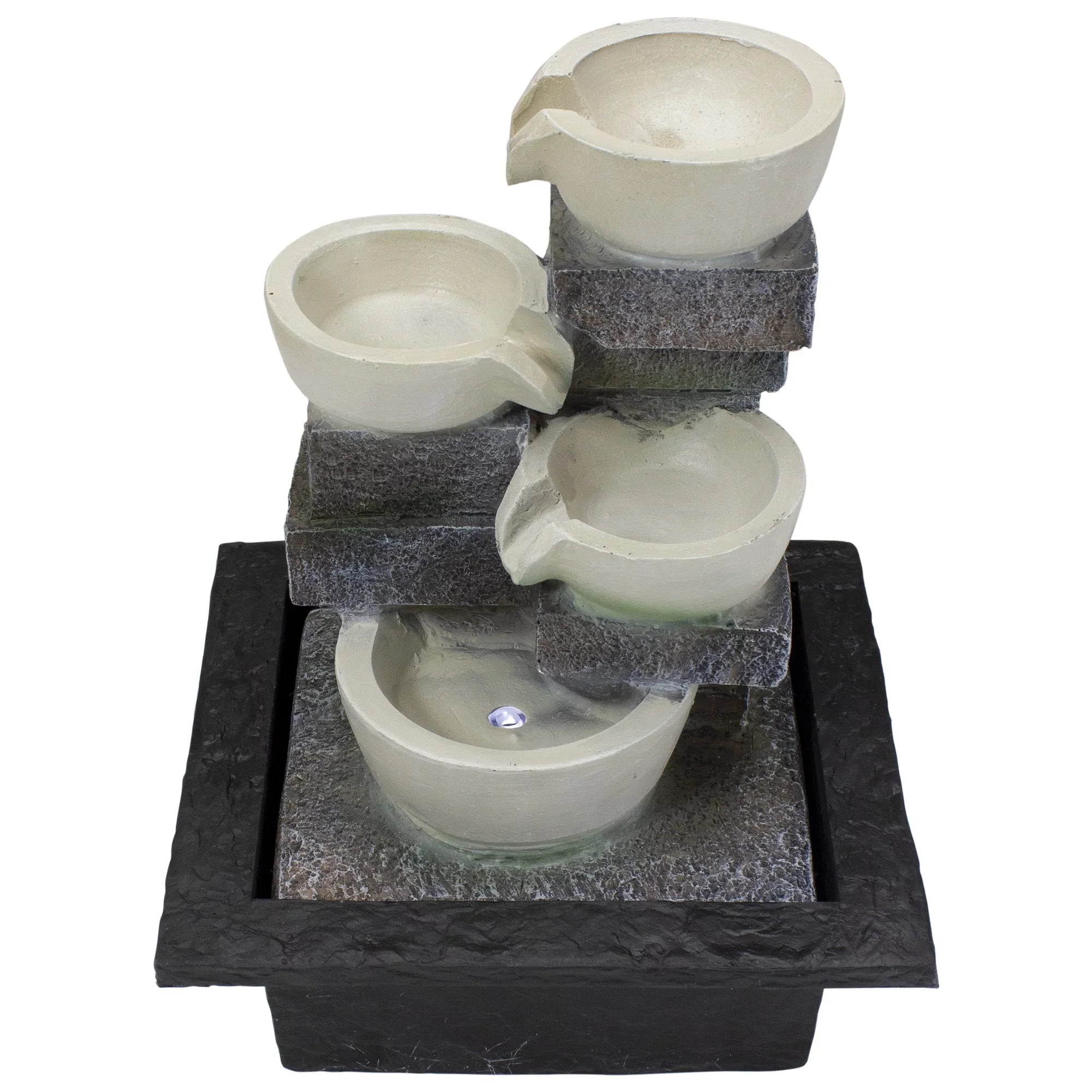 Northlight 11" LED Lighted Cascading 4-Tier Bowl Indoor Tabletop Water Fountain