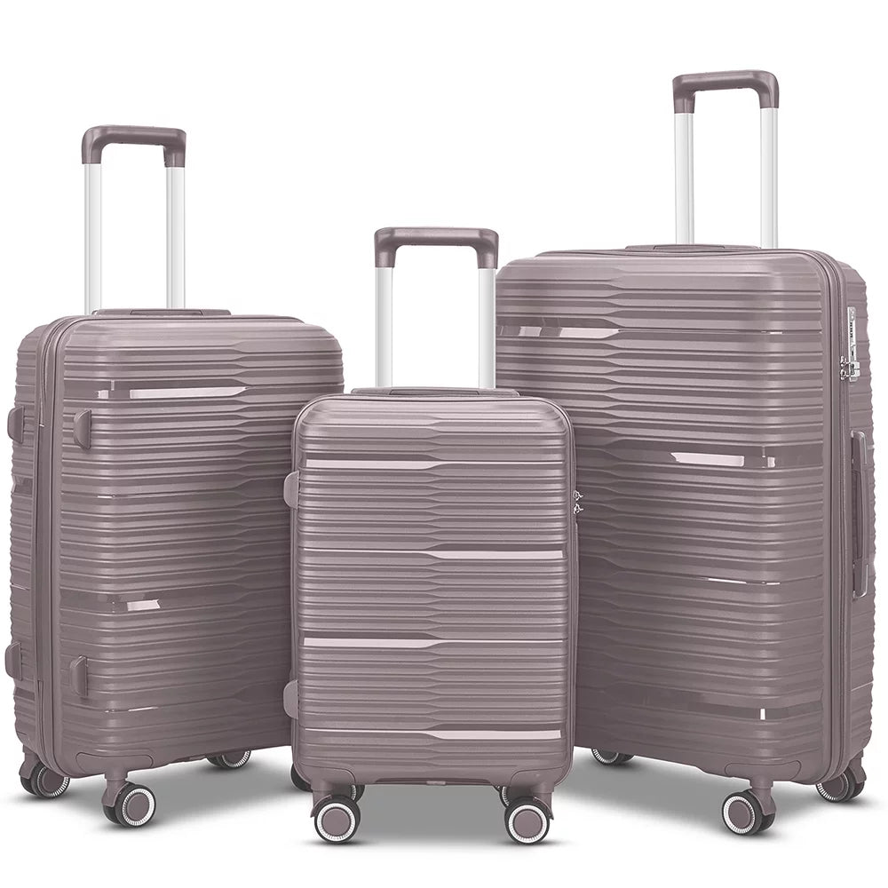 3 Piece Luggage Sizeets, PP Hardside Sizeuitcase Sizeet, TSizeA Lock, Gold