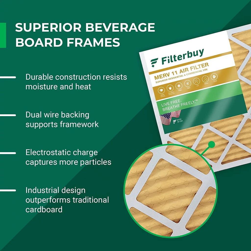 Filterbuy 12x16x2 MERV 11 Pleated HVAC AC Furnace Air Filters (12-Pack)
