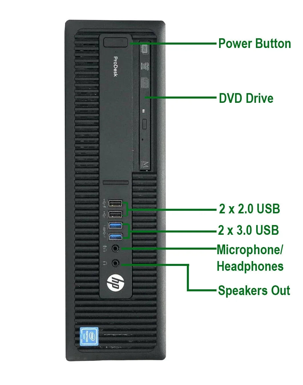 Pre-Owned HP 600 G2 Desktop Computer Intel Pentium G4400 3.3GHz CPU 8GB Ram, 1TB HDD, New 22" LCD, Keyboard & Mouse, WiFi, DVD, Win10 Pro PC (Refurbished)