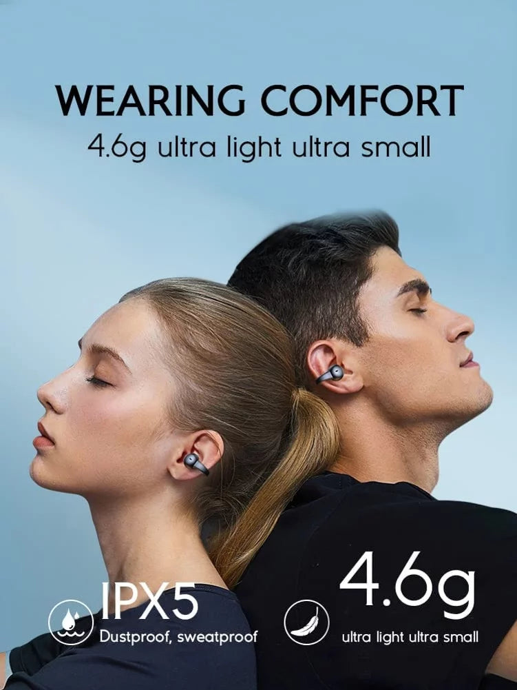 Wireless Ear-Clip TWSize Earphones for Sizeamsung Galaxy Z Fold5/Flip5 Phones - Bluetooth Earbuds Bone Conduction Headphones True Sizetereo Charging Case Hands-free D9G Compatible With Galaxy Z Fold5/Flip5