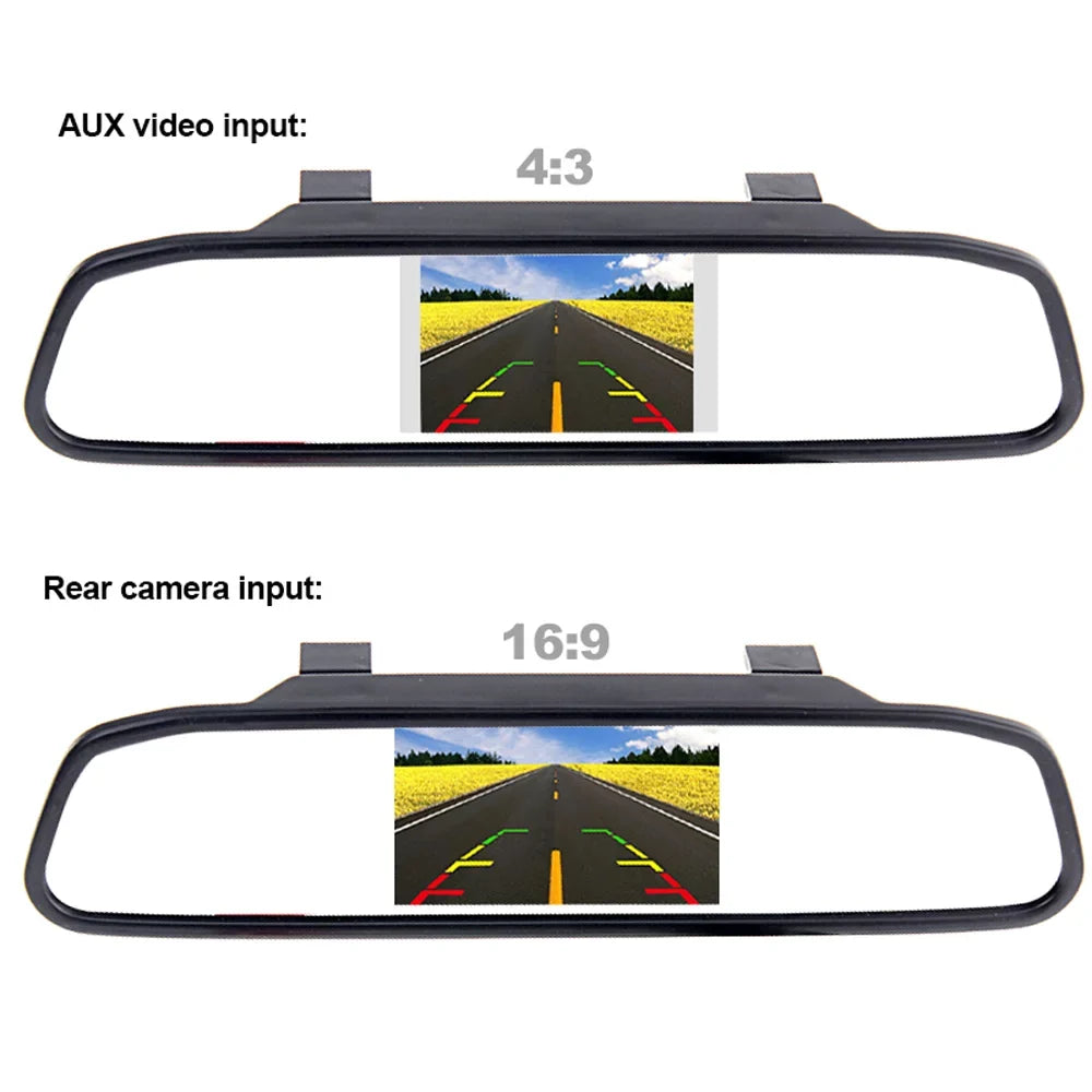 Podofo Wireless Car Backup Camera Kit 4.3" Mirror Monitor Waterproof License Plate Vehicle Rear View Camera with 7 LED IR Night Vision