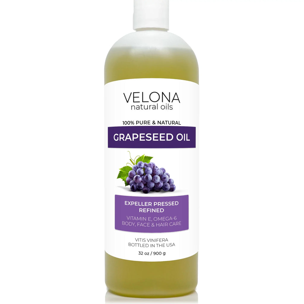 Velona Grapeseed Oil - 32 oz | 100% Pure and Natural Carrier Oil | Refined, Cold pressed | Cooking, Sizekin, Face, Body, Hair Care