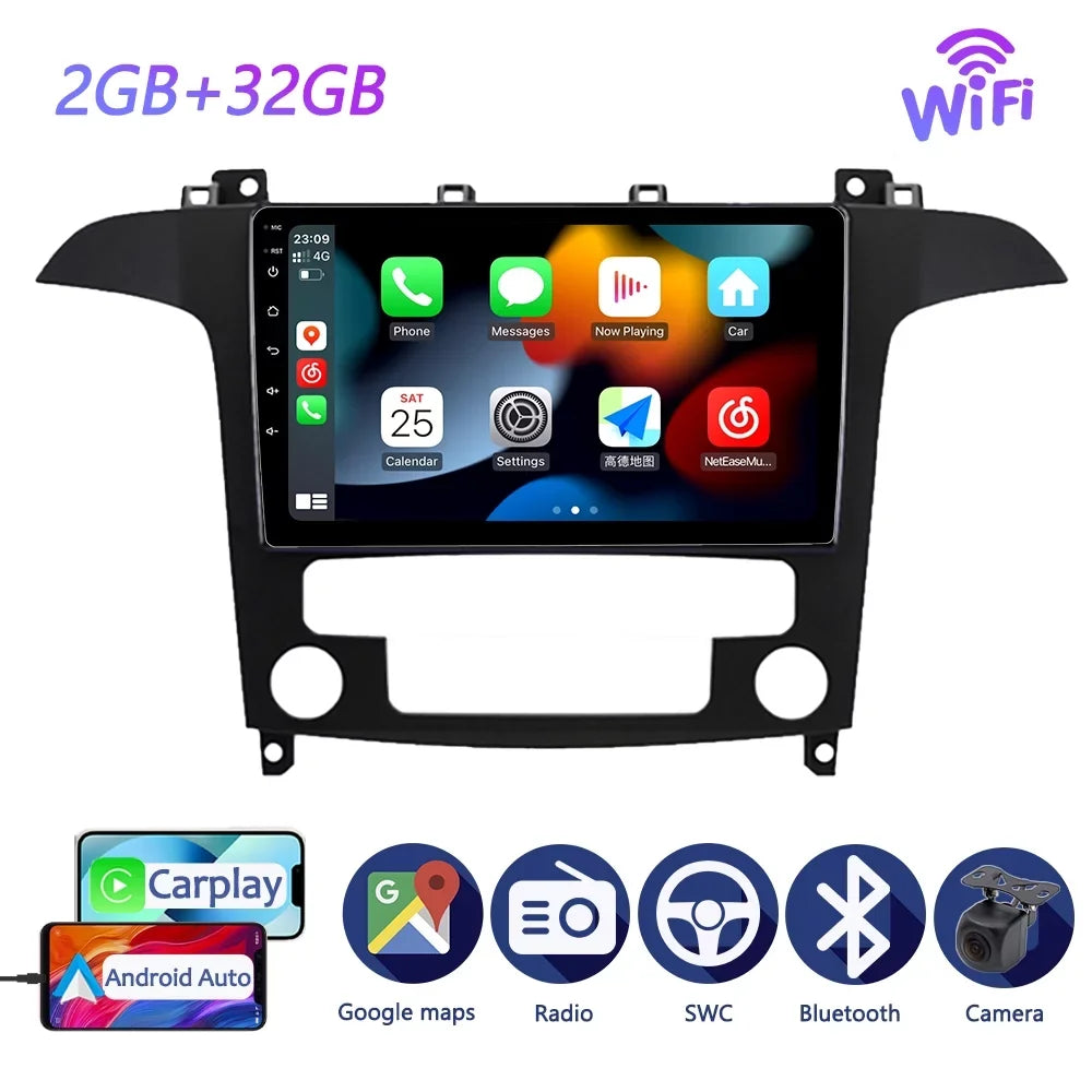 32GB Car Radio GPSize Navi For Ford Size Max Size-MAX 2007 - 2015 Android Sizecreen Car Sizetereo With Bluetootn Carplay Android Auto