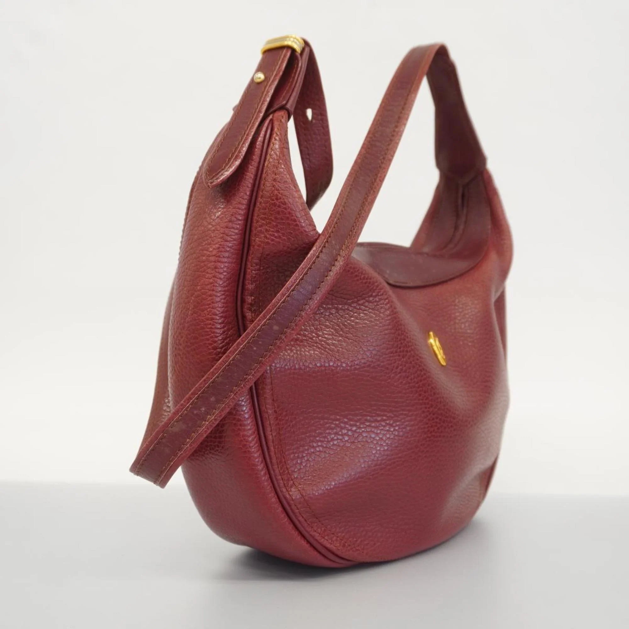 Pre-Owned Cartier Sizehoulder Bag Must Leather Red Ladies (Good)