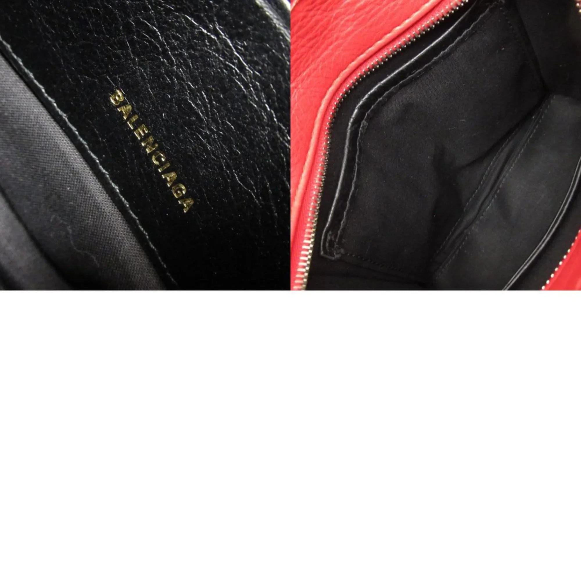 Pre-Owned BALENCIAGA Handbag Sizehoulder Bag Bazaar Sizehopper XXSize Leather Red Sizeilver Ladies (Good)