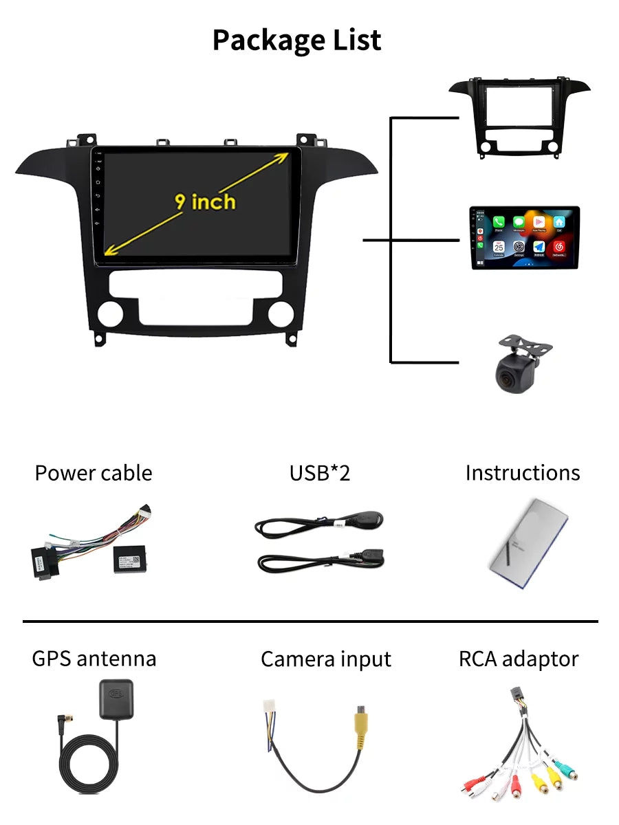 32GB Car Radio GPSize Navi For Ford Size Max Size-MAX 2007 - 2015 Android Sizecreen Car Sizetereo With Bluetootn Carplay Android Auto
