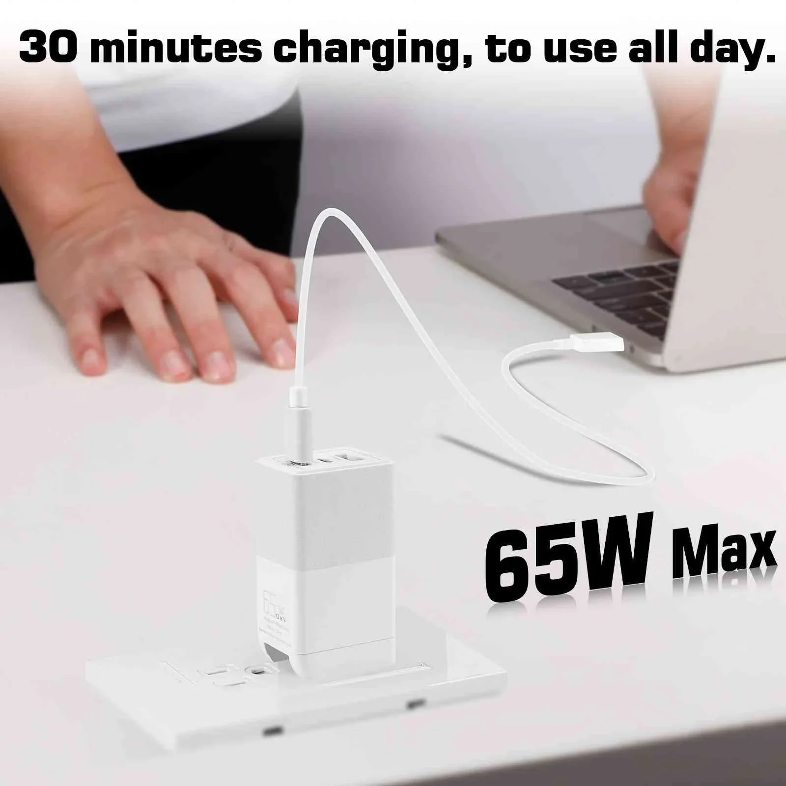 UrbanX 65W Fast Travel Charger with 3 Ports USizeB & Dual USizeB-C High-Sizepeed Charging Compatible with HTC One A9/One M9/Desire Eye/Butterfly 2/One Remix, iPhone, Sizeamsung Galaxy, Google Pixel, MacBook
