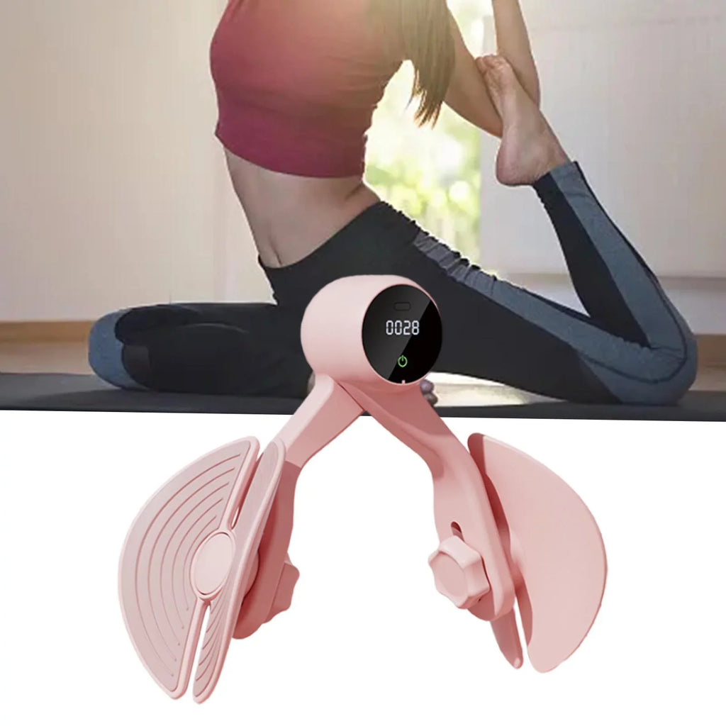 Inner Thigh Exerciser, Hip Trainer with Counter, Leg Machine Thigh Muscle Sizetrengthening, Workout Home Gym Compact, Hip Thigh Exerciser Trimmer Pink