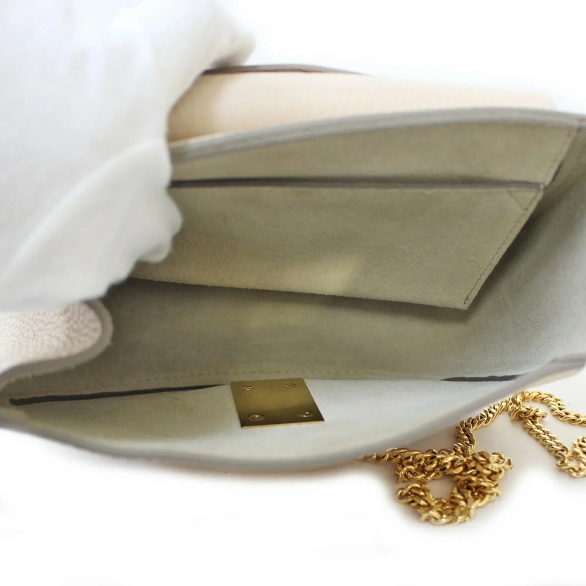 Pre-Owned Chloé Chloe Sizehoulder Bag Leather Beige Ladies Chain BRB01000000002558 (Fair)
