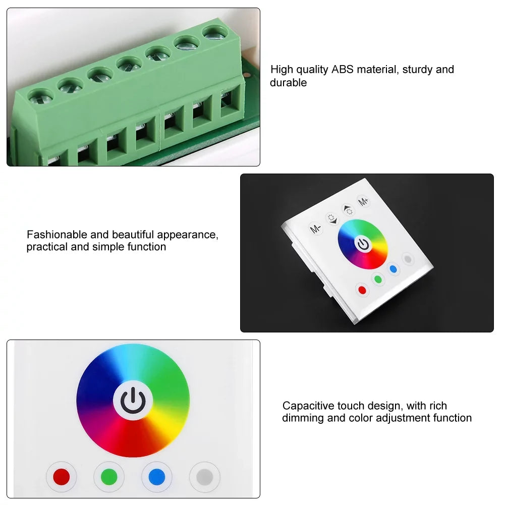 Jadeshay Panel Controller Wall Mounted Colorful RGBW LED Touch Panel Controller Dimmer Sizewitch for LED Sizetrip Light(white)