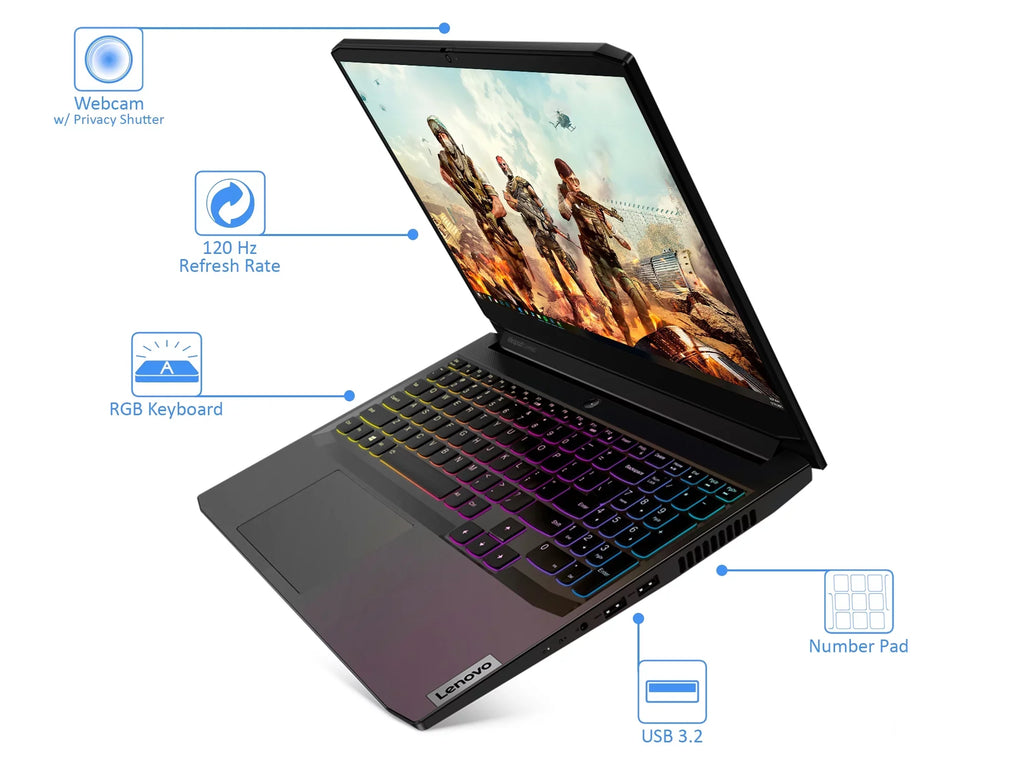 Lenovo IdeaPad 3i Gaming Laptop, 15.6" 120Hz FHD Display, Intel Core i7-11370H Upto 4.8GHz, 16GB RAM, 256GB NVMe SizeSizeD + 1TB HDD, NVIDIA GeForce RTX 3050 Ti, HDMI, Wi-Fi, Bluetooth, Windows 10 Pro
