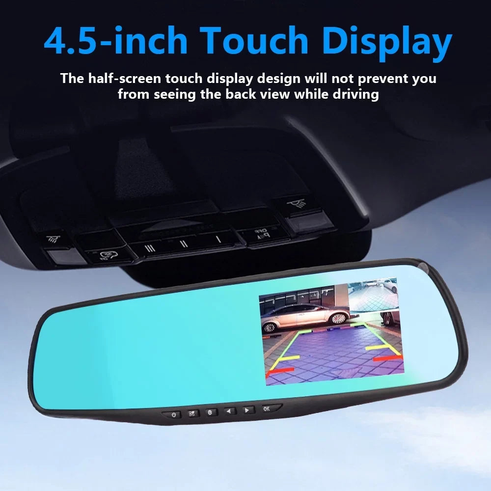 NIFFPD 4.3" HD 1080P Dual Lens Car DVR，Dash Cam Video Camera Recorder Rearview Mirror