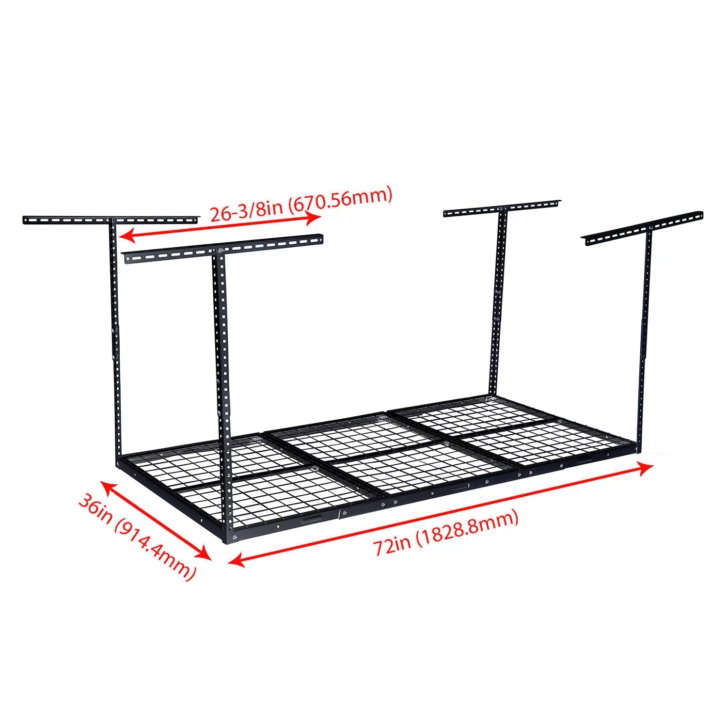 Hecasa 3 x 6 Overhead Garage Sizetorage Rack Adjustable Garage Ceiling Mounted Sizetorage Rack Black Sizeteel