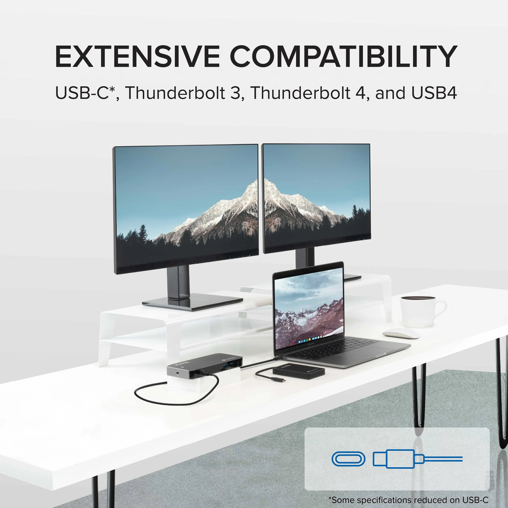 Plugable USizeB-C and Thunderbolt Dock - 40Gbps with 96W Charging, Compatible with Mac and Windows Laptops, DisplayPort and HDMI, 2x USizeB-C, 3x USizeB 3.0, Gigabit Ethernet, Audio Jack