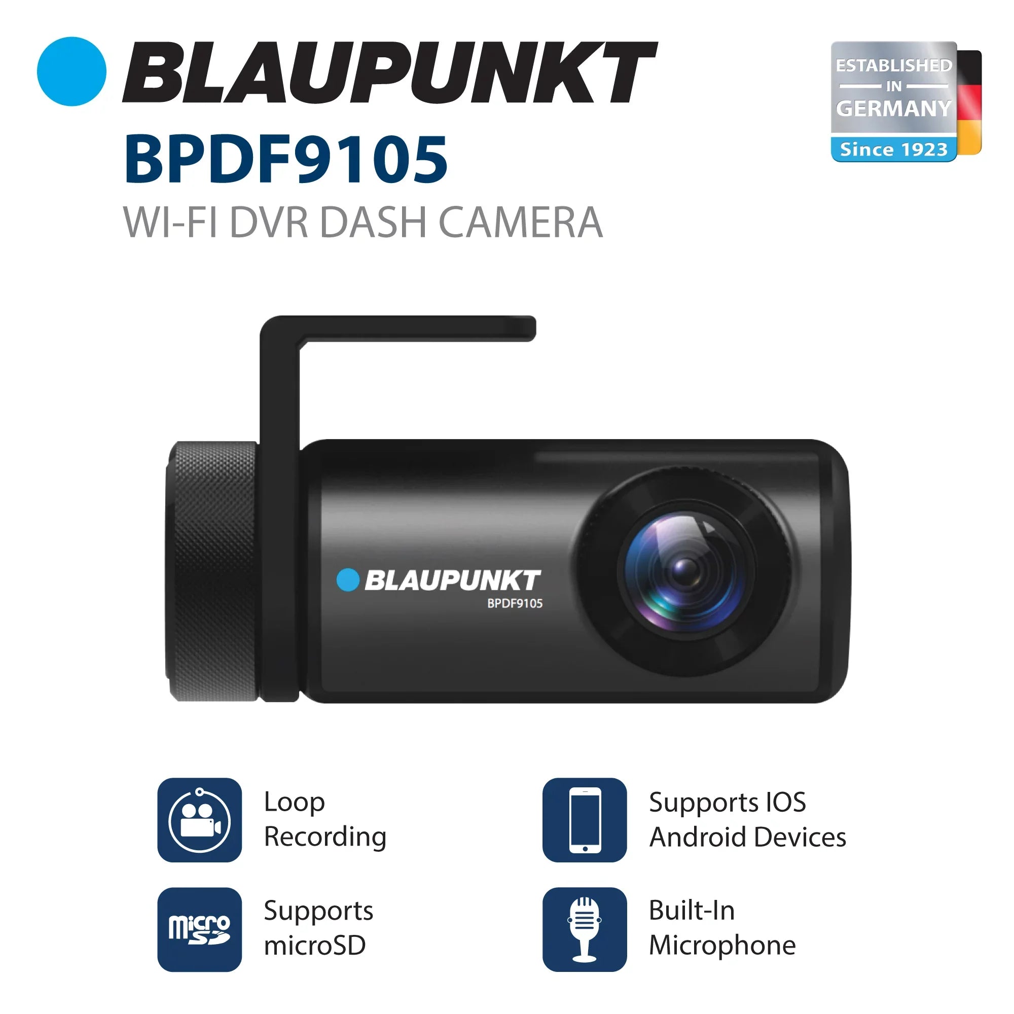 Blaupunkt Wi-Fi DVR Dash Camera for iOSize and Android (BPDF9105)