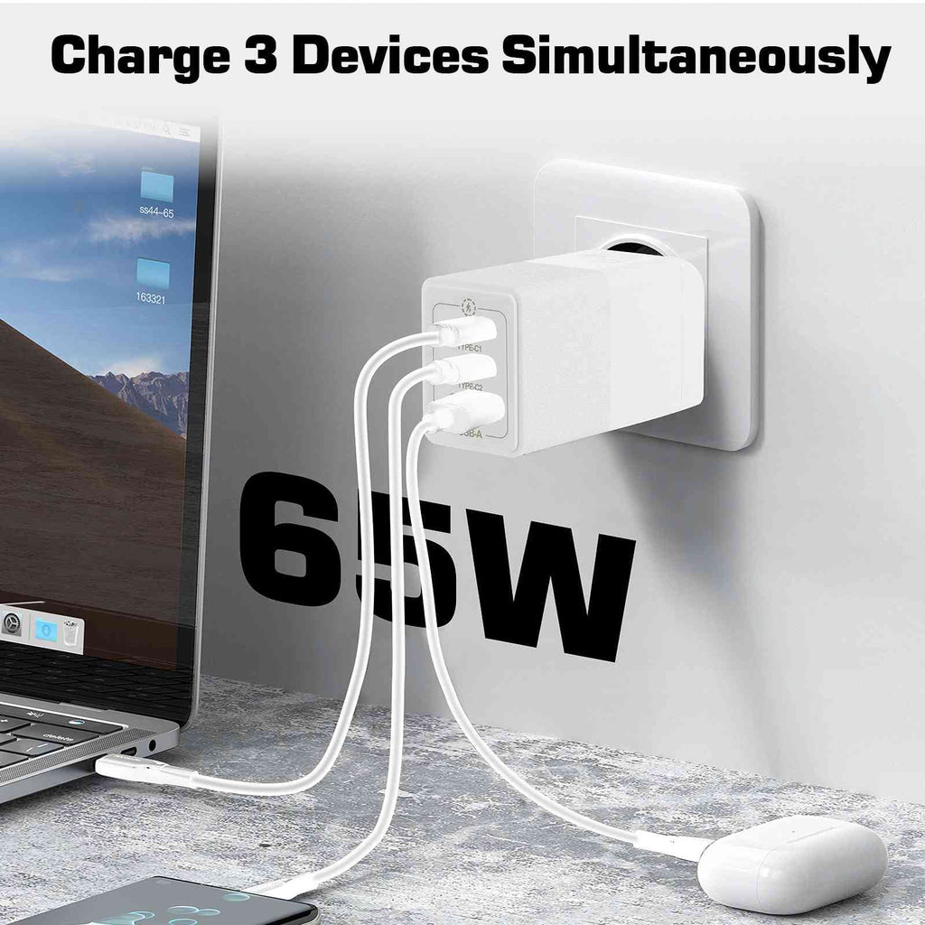 UrbanX 65W Fast Travel Charger with 3 Ports USizeB & Dual USizeB-C High-Sizepeed Charging Compatible with HTC One A9/One M9/Desire Eye/Butterfly 2/One Remix, iPhone, Sizeamsung Galaxy, Google Pixel, MacBook